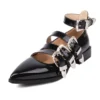 Black multi-buckle heels