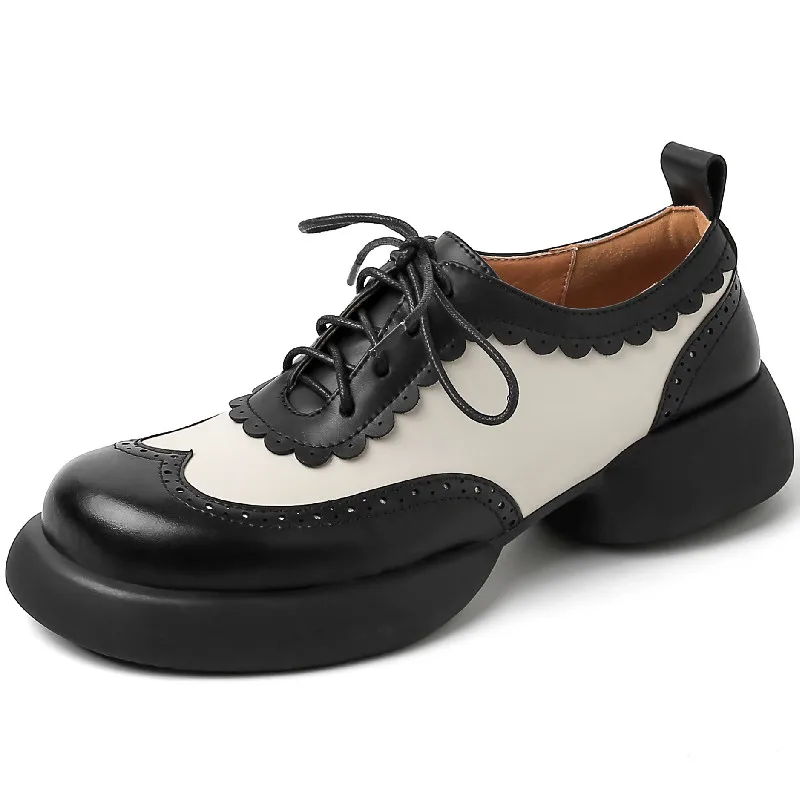 Black and white oxford shoes