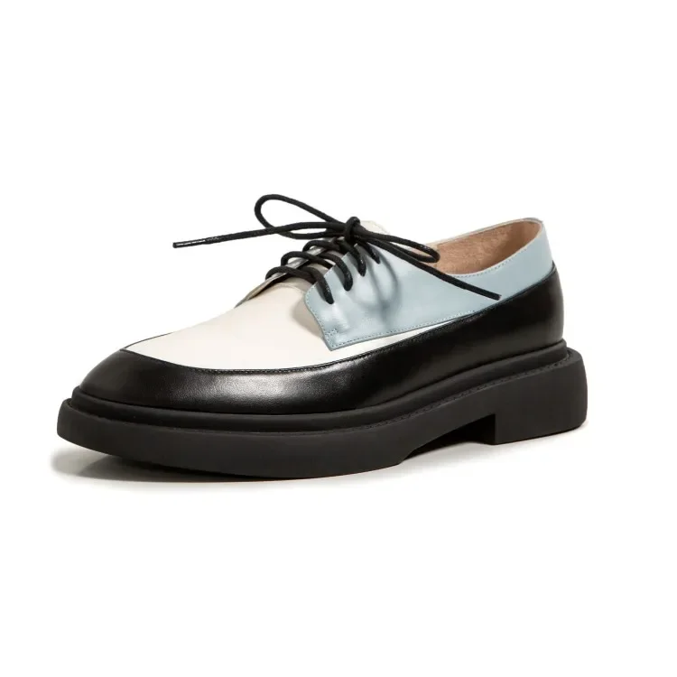 Tricolor leather derby shoes