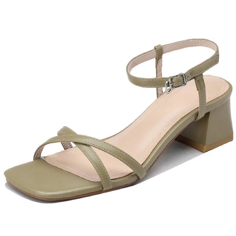 Fashion ankle strap sandals with thick heels