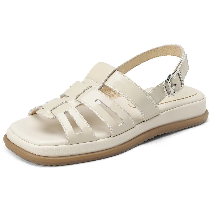 Retro hollow leather summer sandals