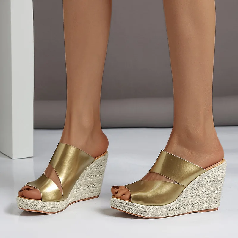 Woven high heel platform sandals
