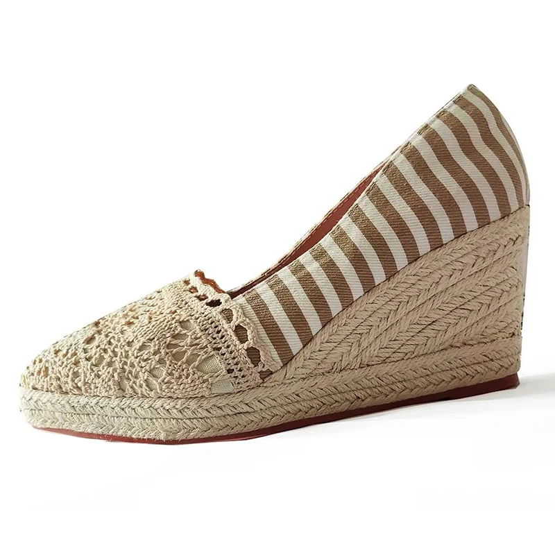Suede wedge high heel espadrilles