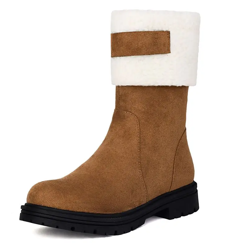 Mid calf suede boots with zipper and mixed colors