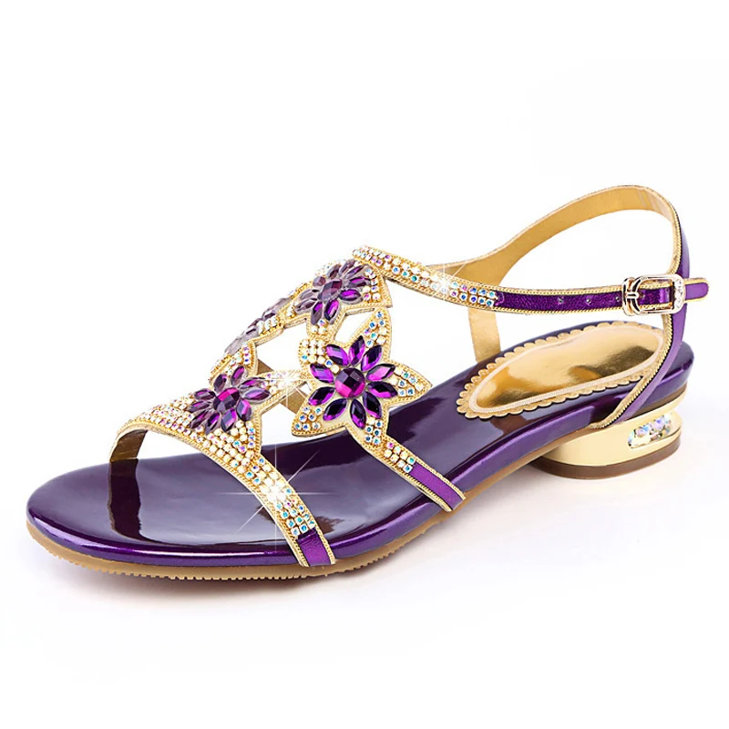 Comfortable crystal high heel sandals with diamond inlay