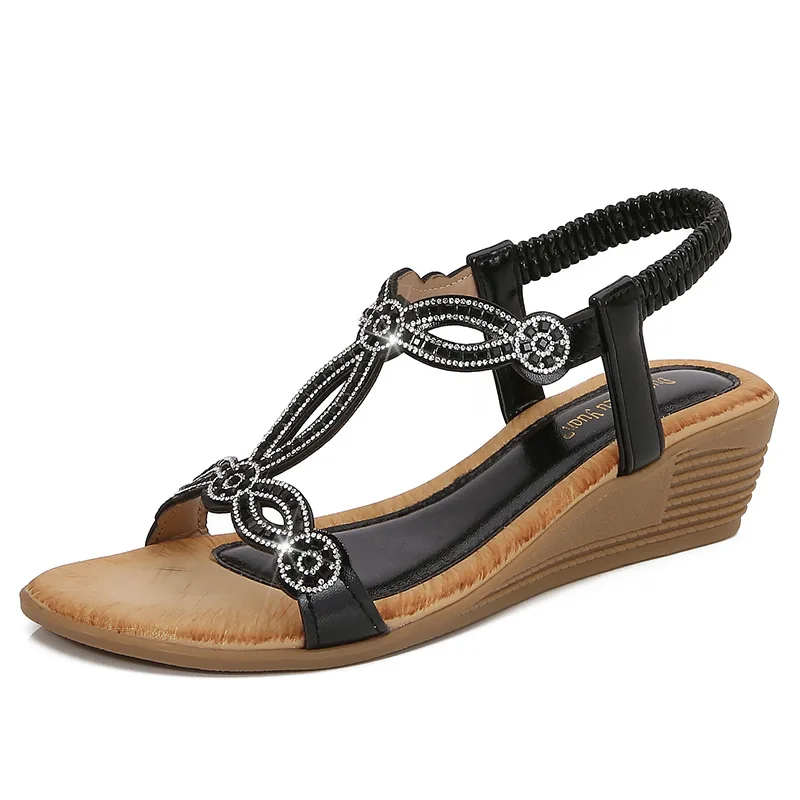 Bling comfortable wedge sandals for beach