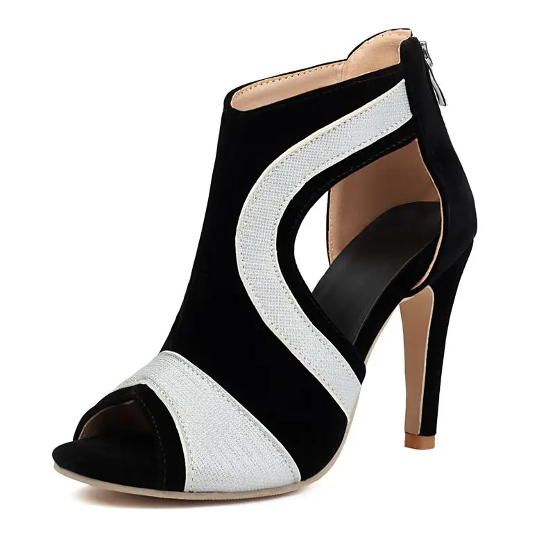 Peep toe thin heels mixed color sandals