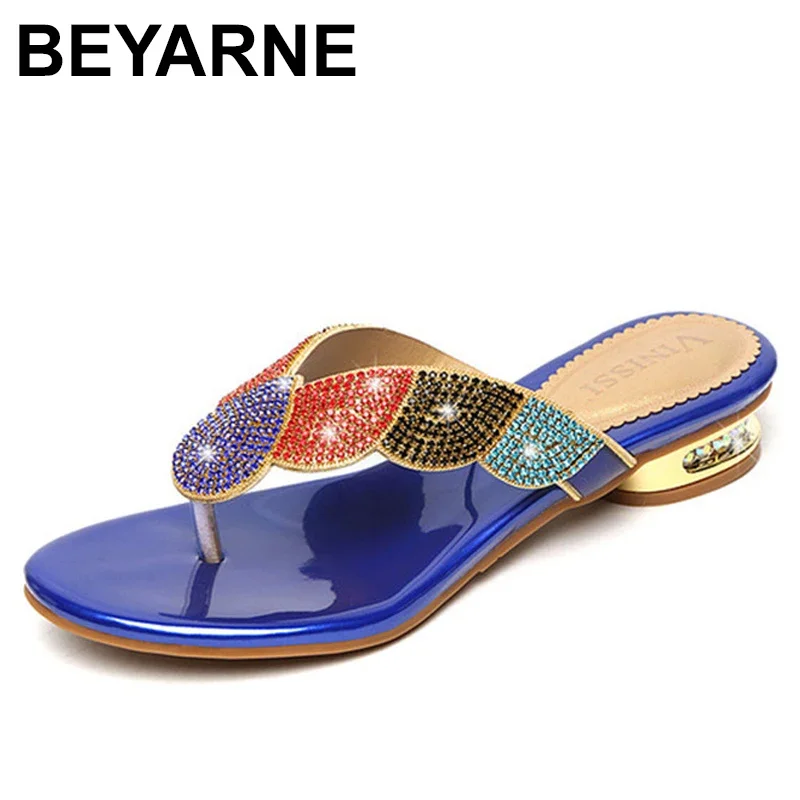 Glitter wedge flip flops