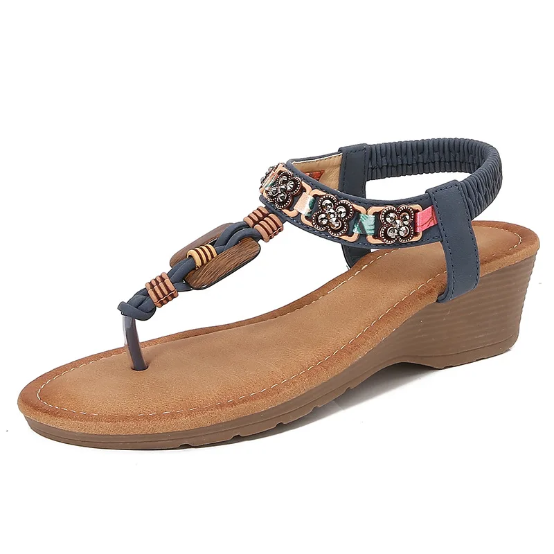 Bohemian beaded flat sandals for beach wear