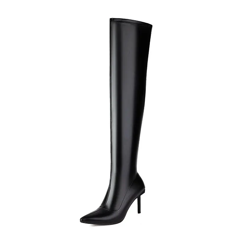 Black high heels over the knee thigh high boots