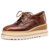 Retro vintage leather sneakers with round toe and lace-up design