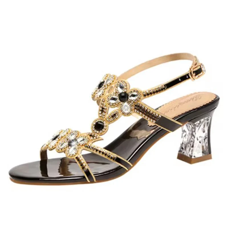 Rhinestone open toe high heel sandals