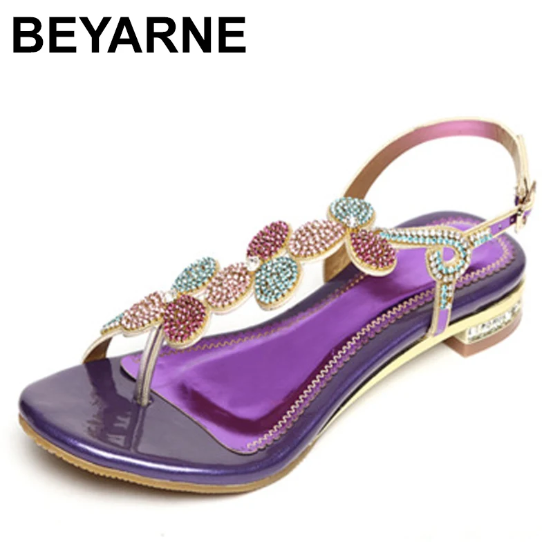 Crystal gladiator sandals with square heels