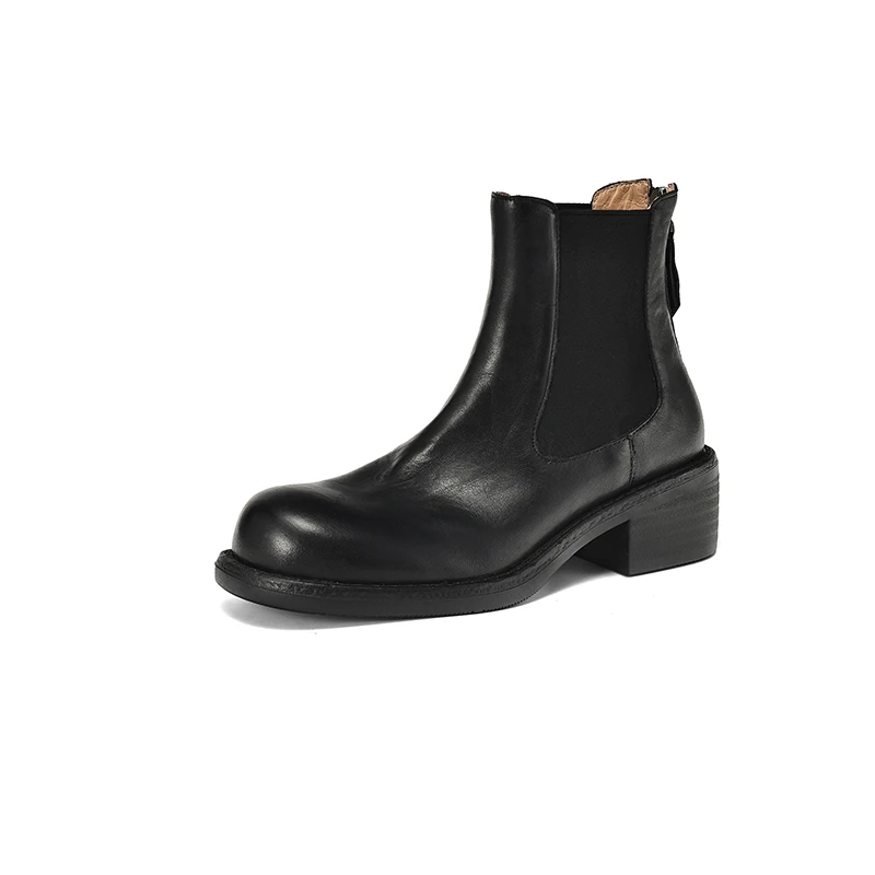 Genuine leather high heel ankle boots