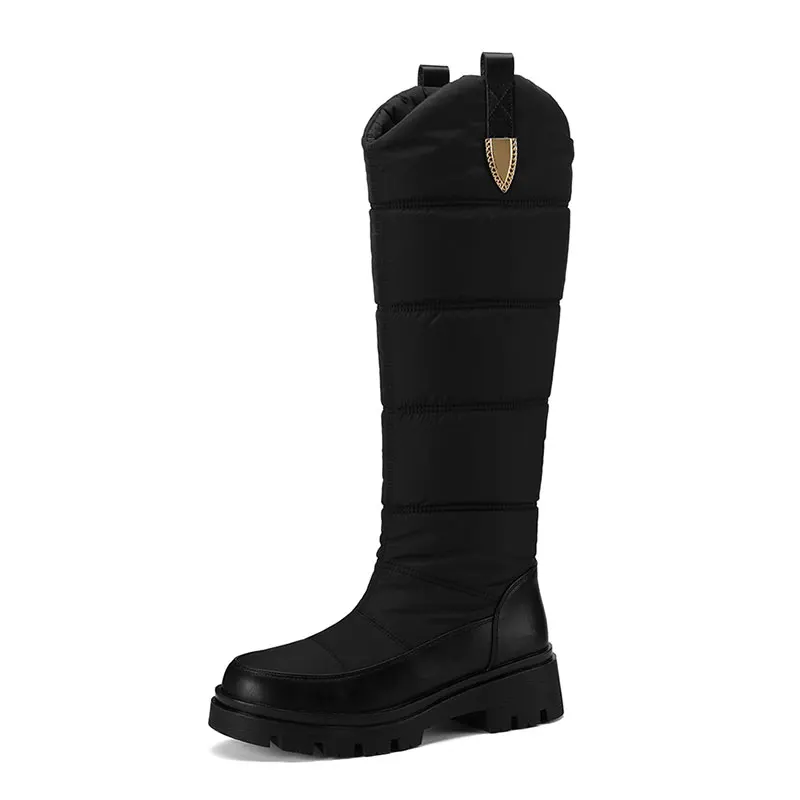 Warm knee high snow boots with fur and platform