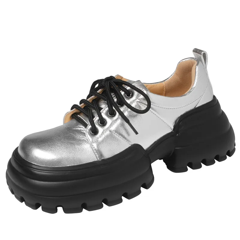 Genuine leather lace up square toe high heels pumps