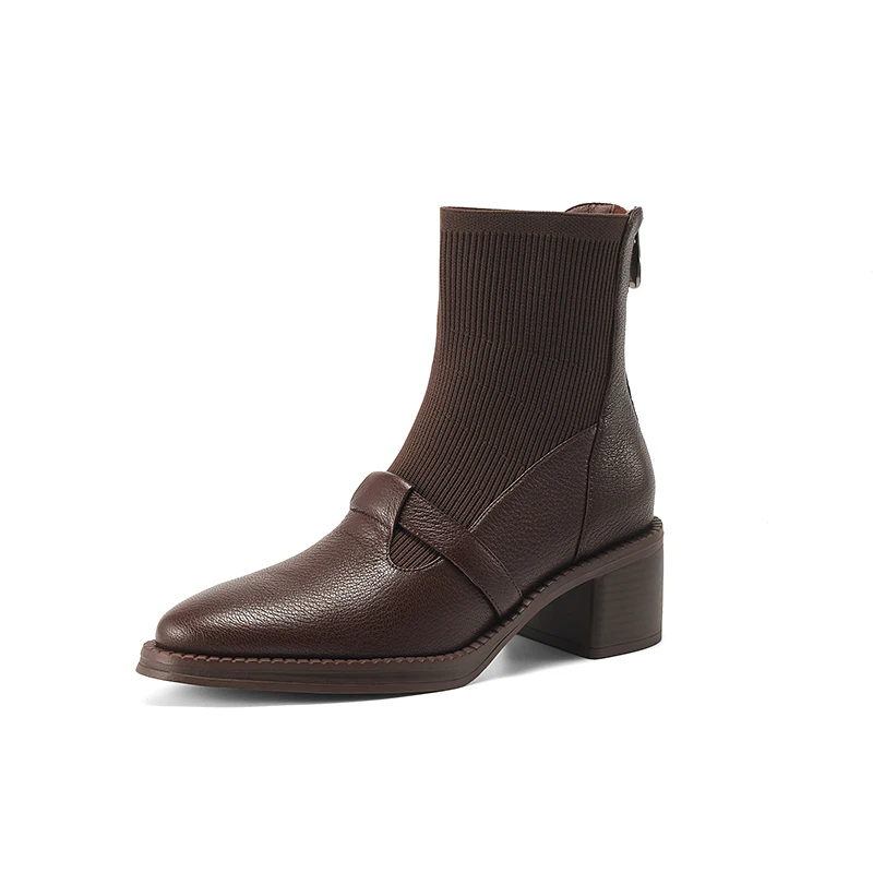 Fashion ankle boots with high heels and socks
