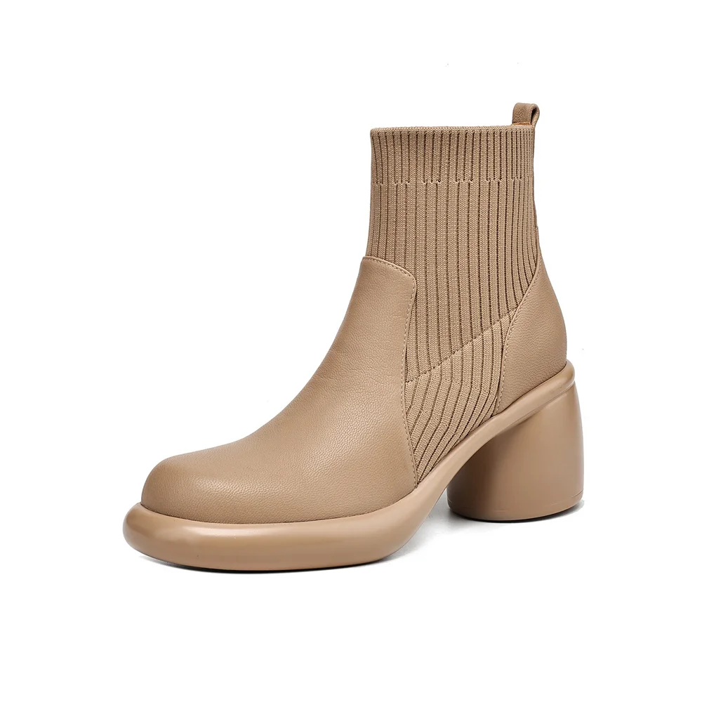 British style platform ankle boots with socks