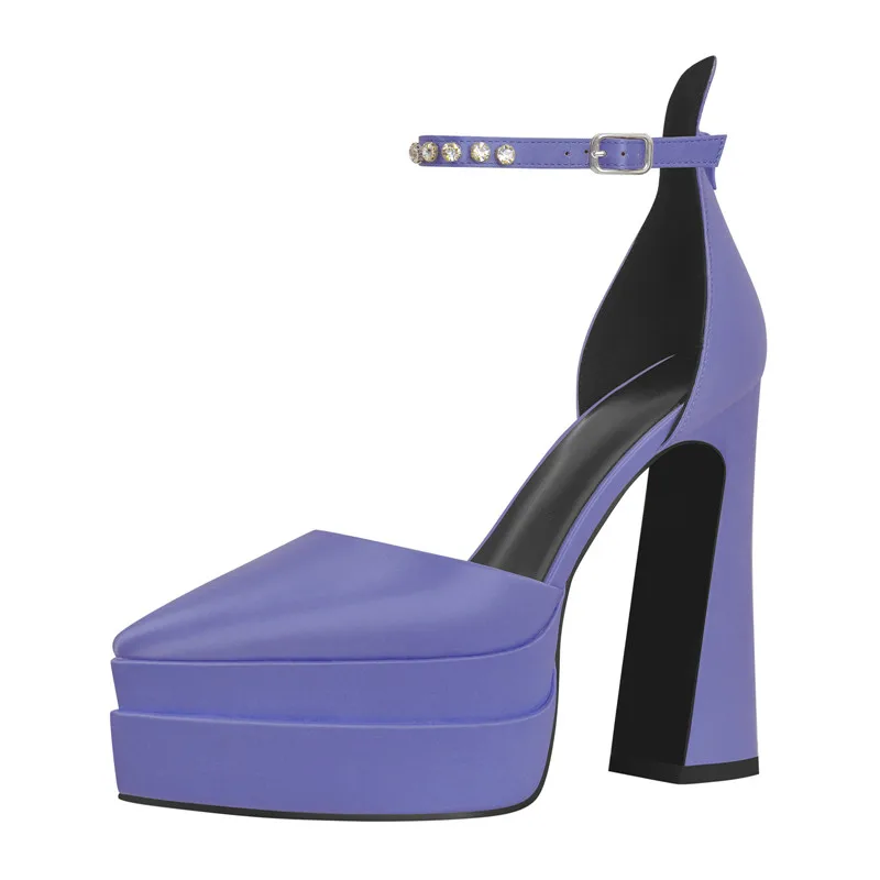 Chunky platform mary jane heels with ankle strap