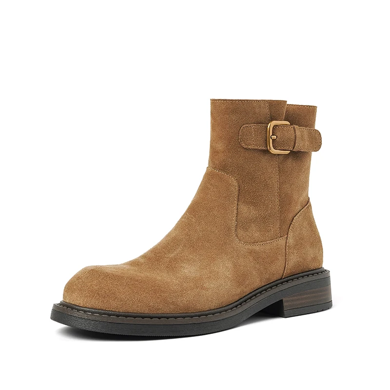 Ankle high heel booties genuine leather winter boots
