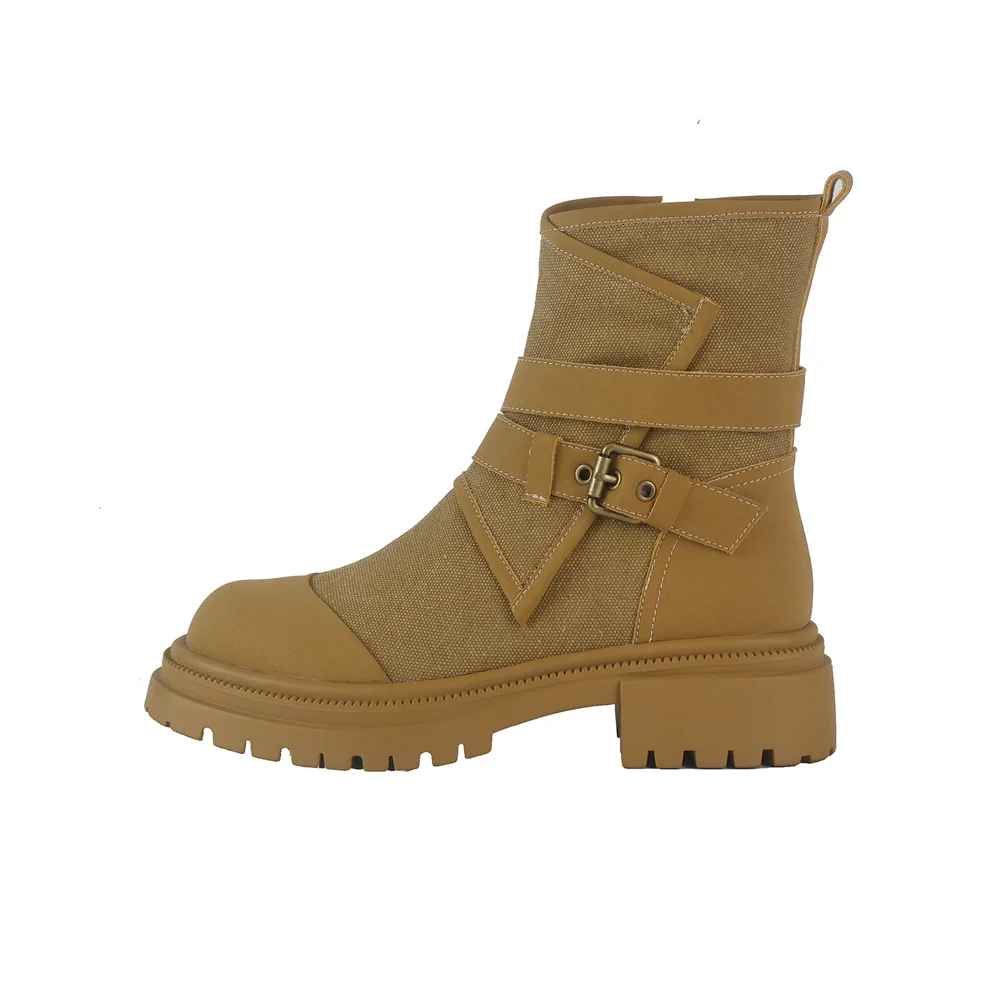 Genuine leather ankle boots with cross-tie design
