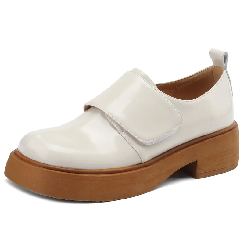 Sheepskin leather office dress pumps with square med heels