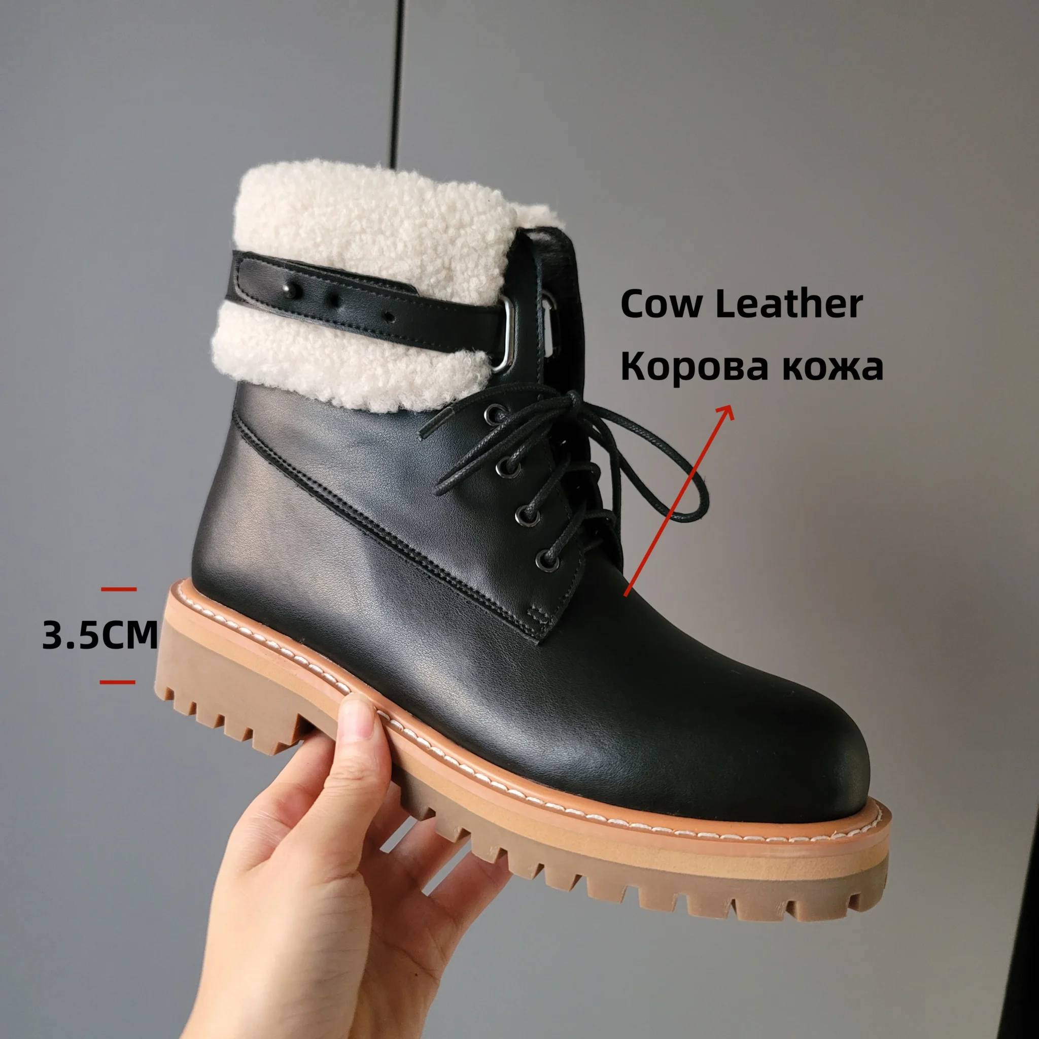 Leather chelsea ankle boots with thick heels and plush lining - 1