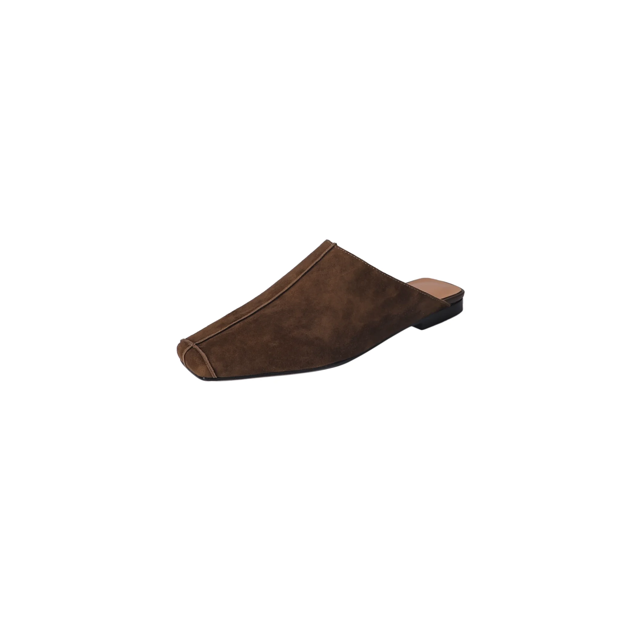 Genuine suede low heel casual slippers - 7