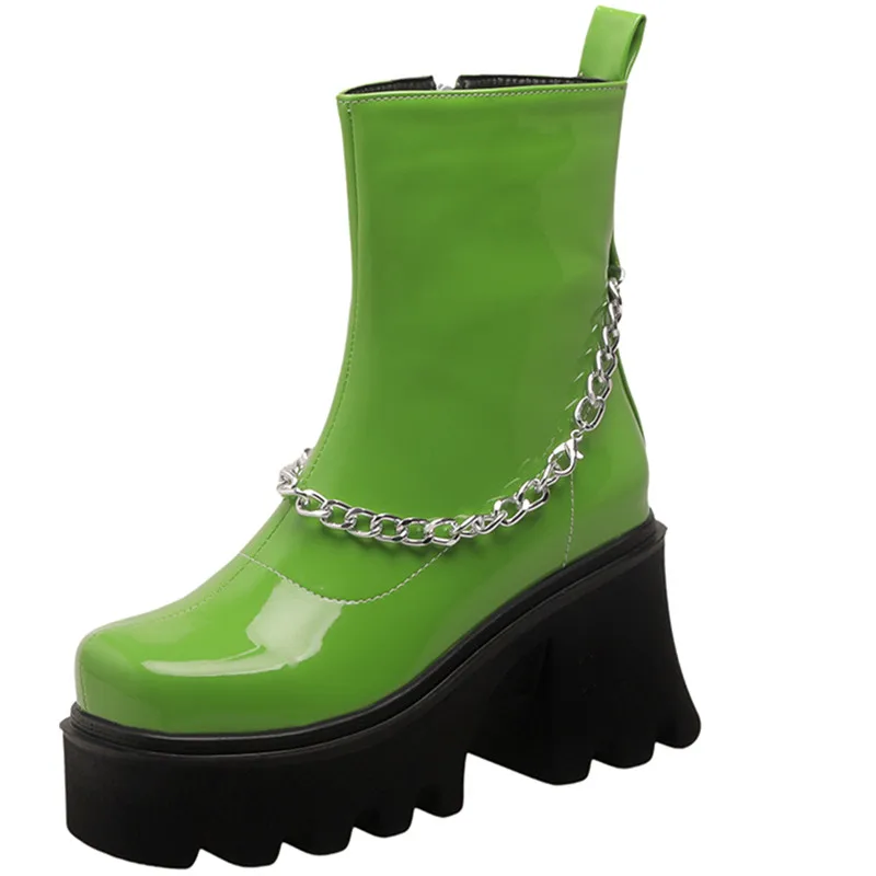 Plus size high heel platform ankle boots with zipper