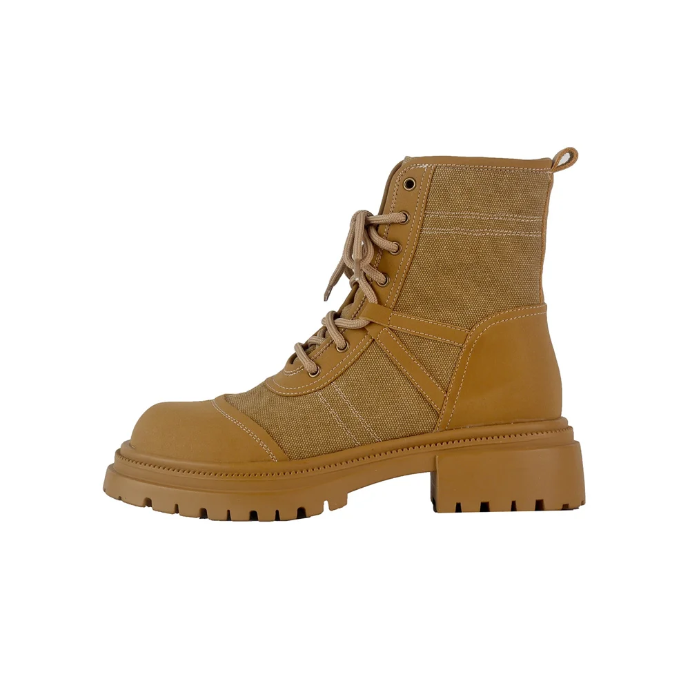 Leather chunky platform lace-up ankle boots