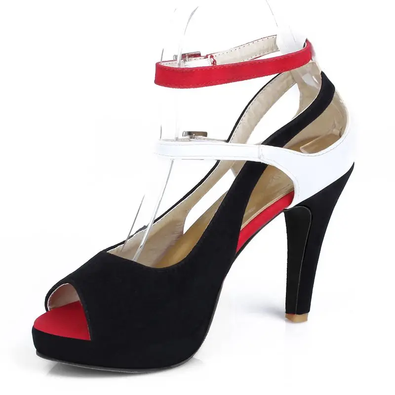 Buckle peep toe summer sandals with high heels