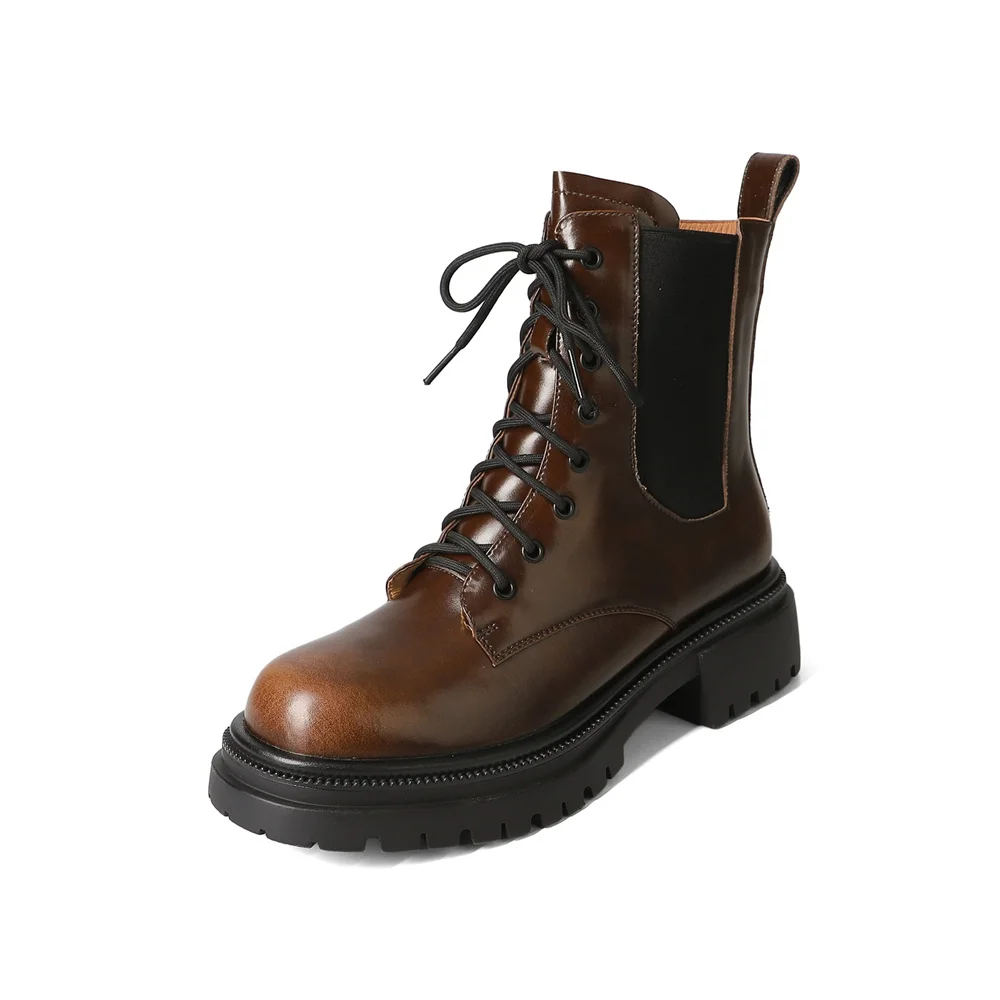 Punk style high heeled motorcycle ankle boots