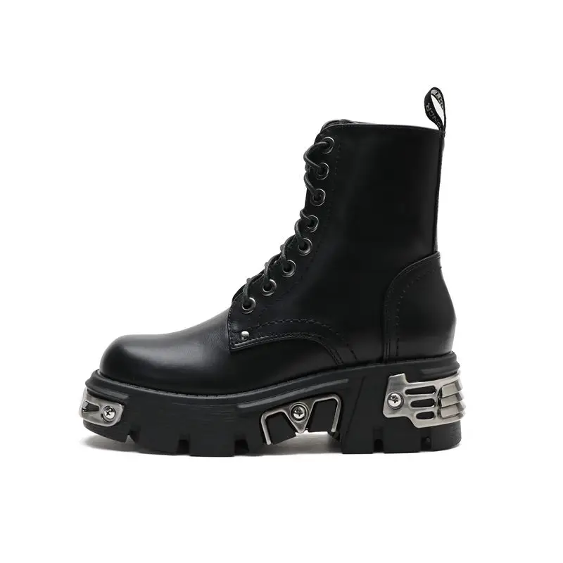Punk lace up platform ankle boots