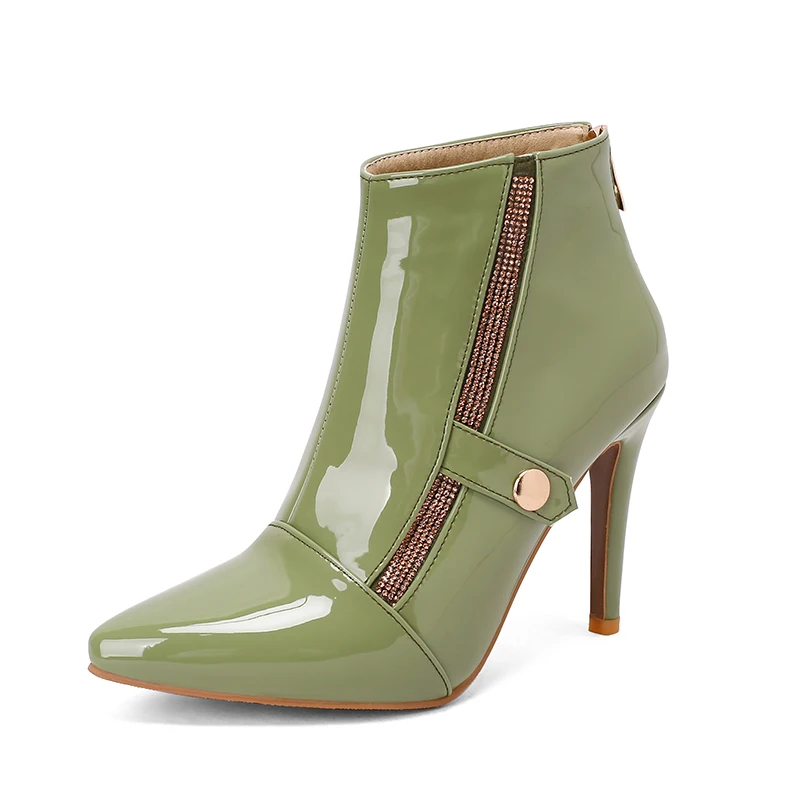 Stiletto ankle boots patent leather heels