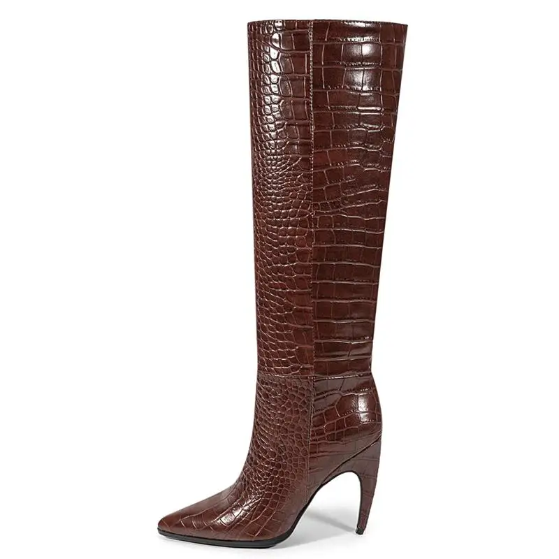 Knee high stiletto heels pointed toe boots