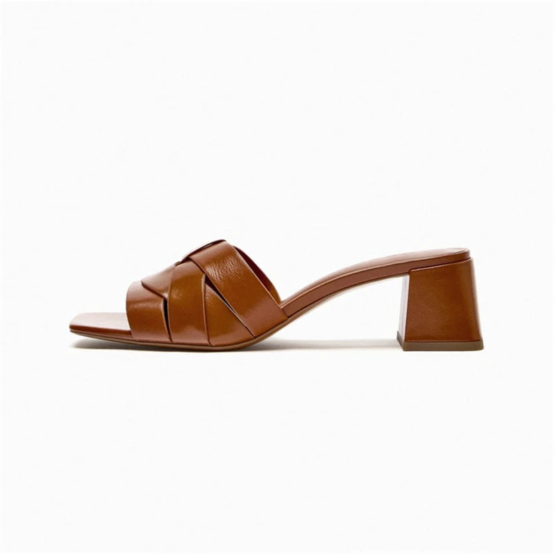 Genuine leather high heeled sandals for summer events