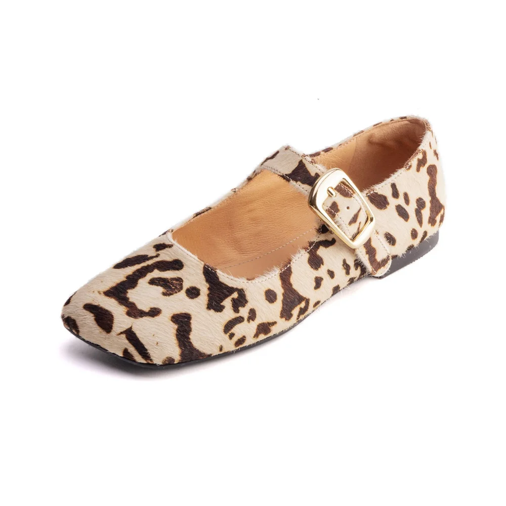 Horsehair mary janes square toe flats