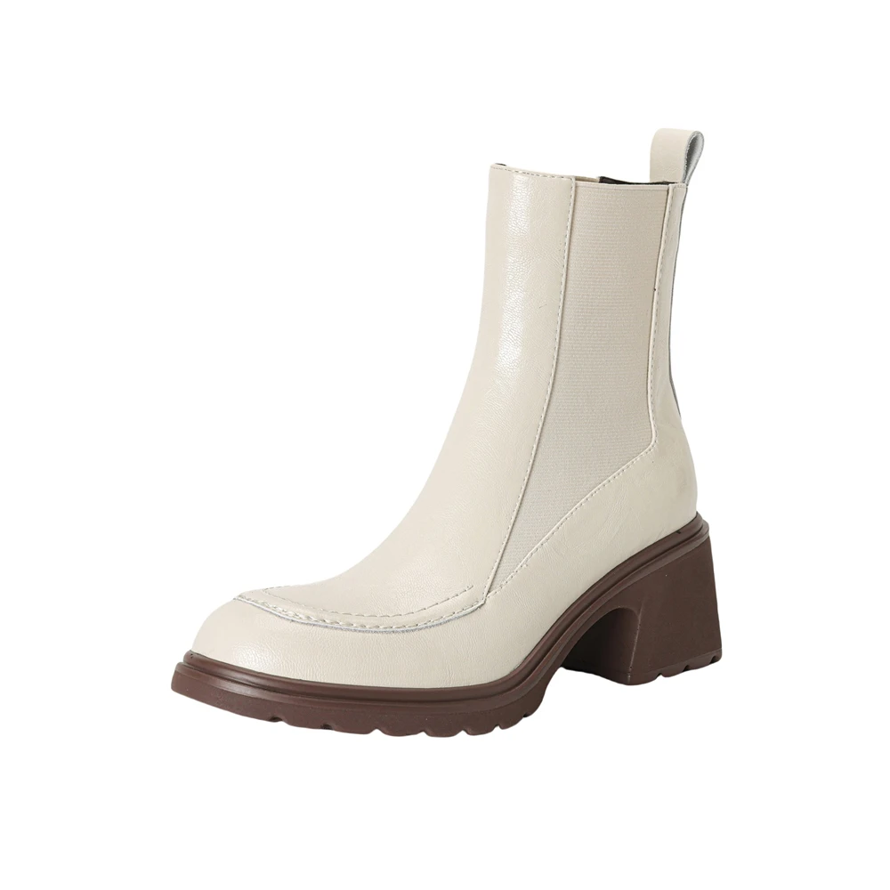 Leather chelsea ankle boots with block heels