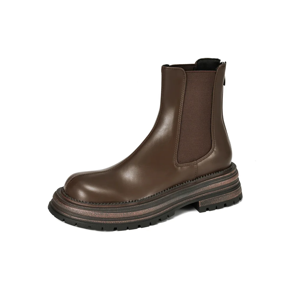 Basic ankle boots women's warm high heels motorcycle style