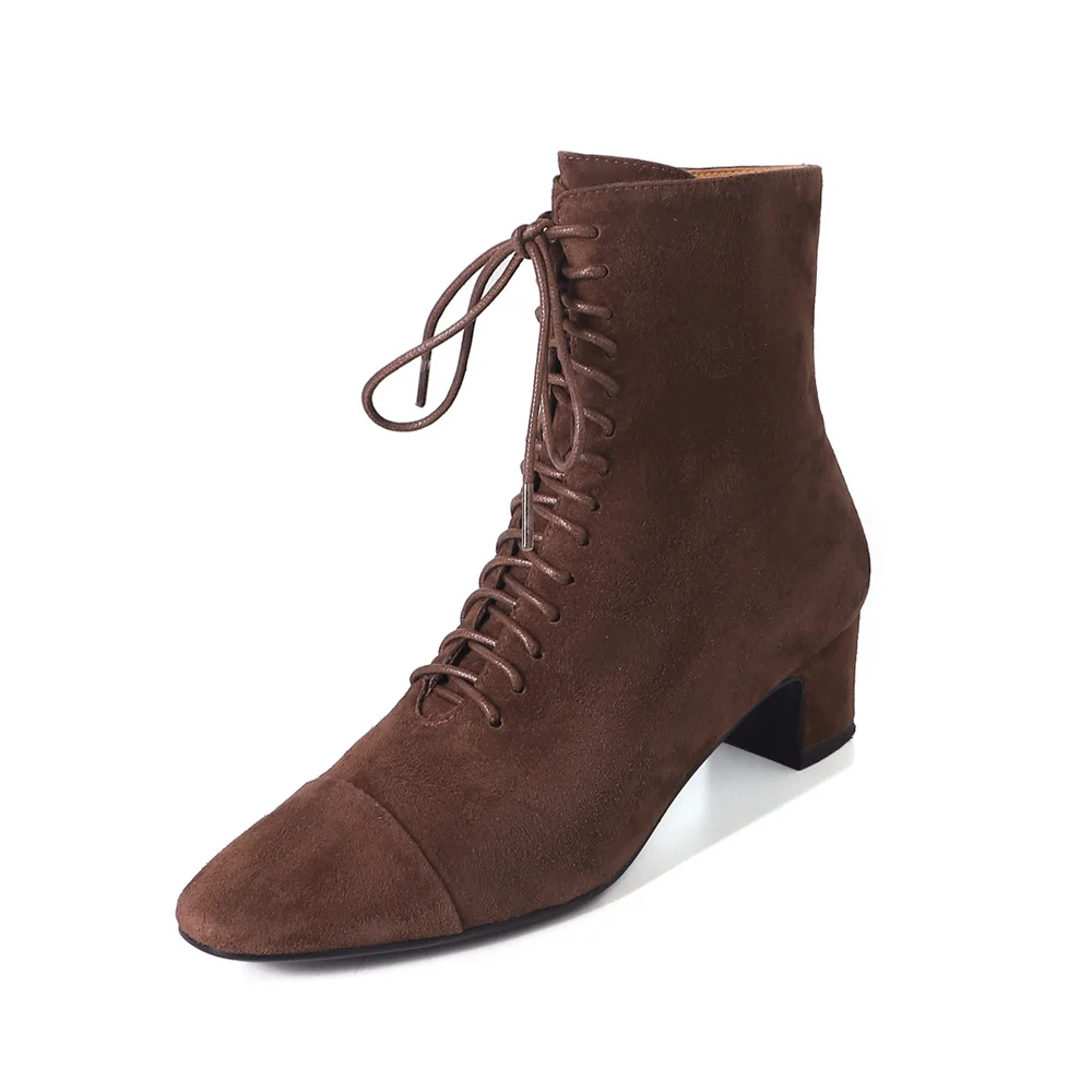 Elegant suede ankle boots with high heels