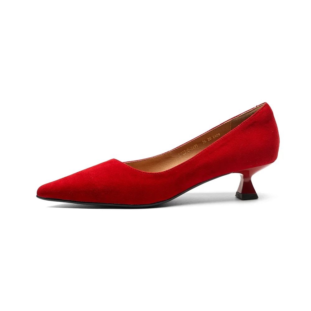 Suede high heels nude pumps for weddings and parties