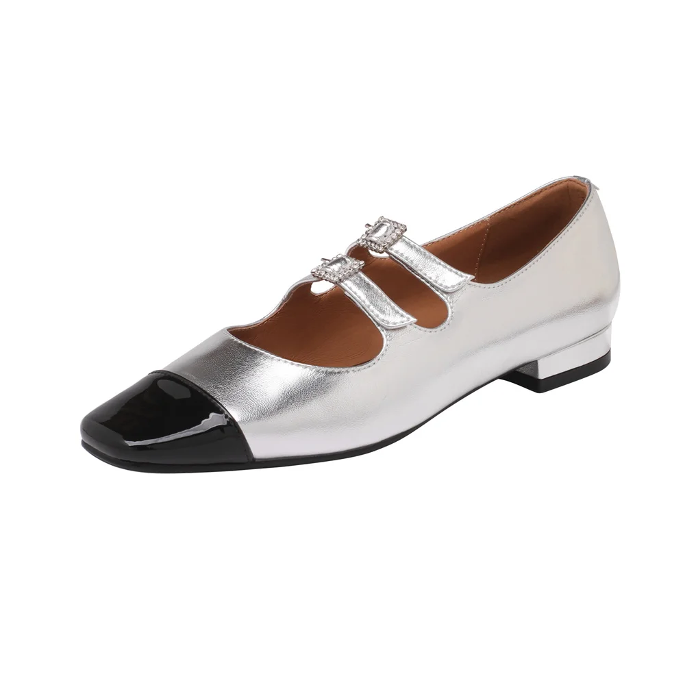 Genuine leather round toe high heels pumps