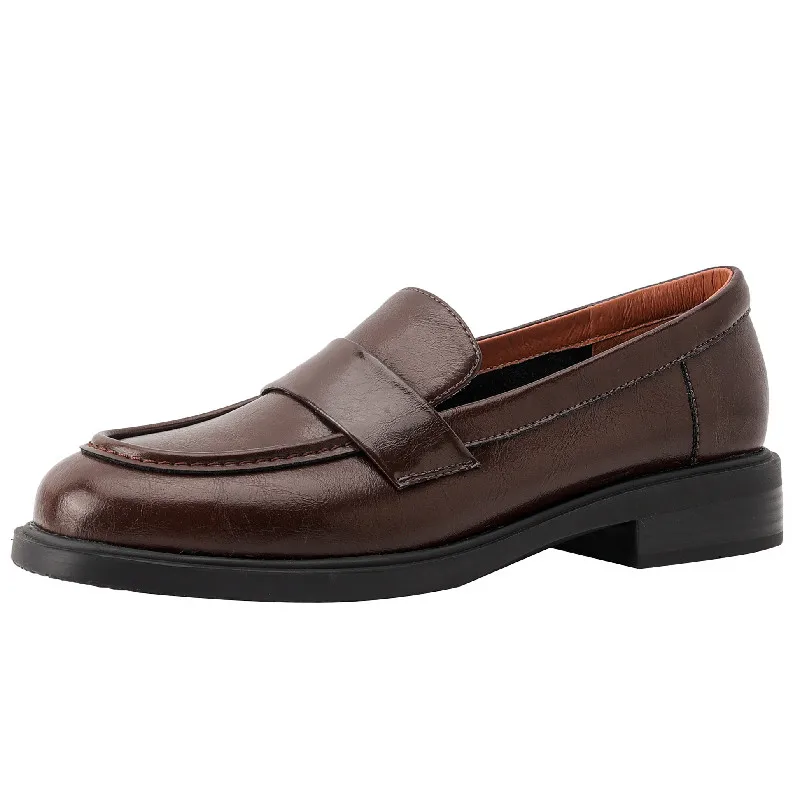 Genuine leather low heel pumps for office and casual wear