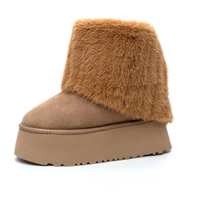 Suede leather winter snow boots non-slip ankle boots
