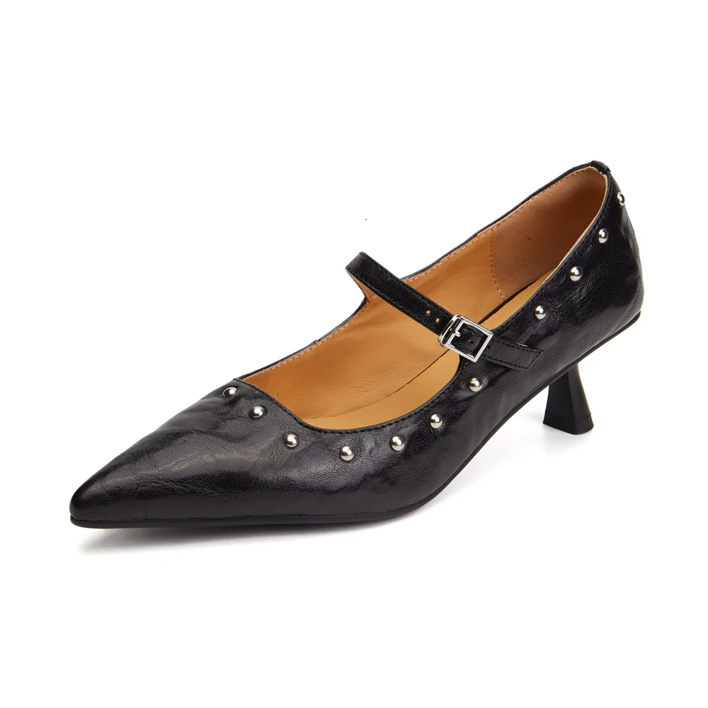 Thin high heels genuine leather stiletto shoes