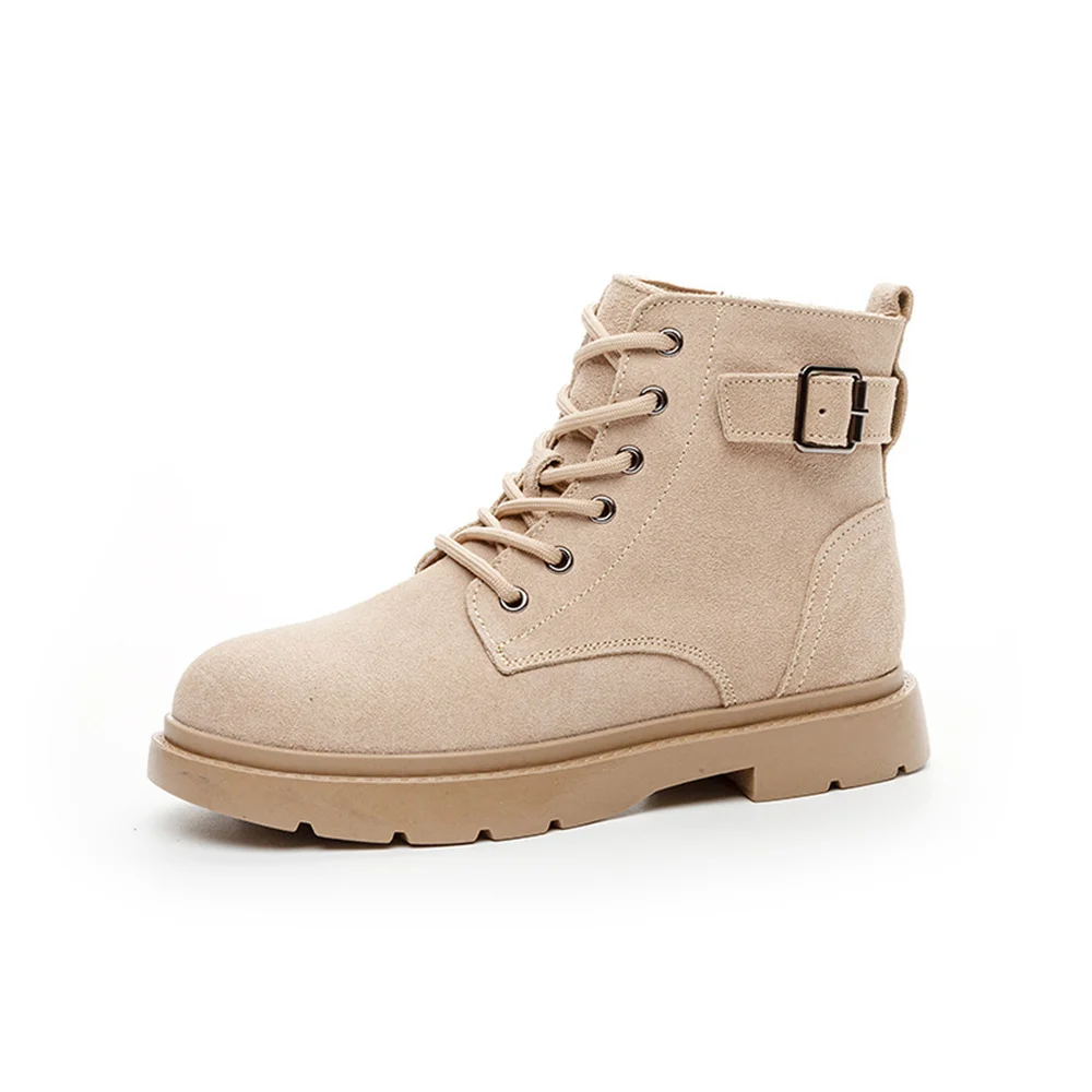 Suede thick heel platform motorcycle boots