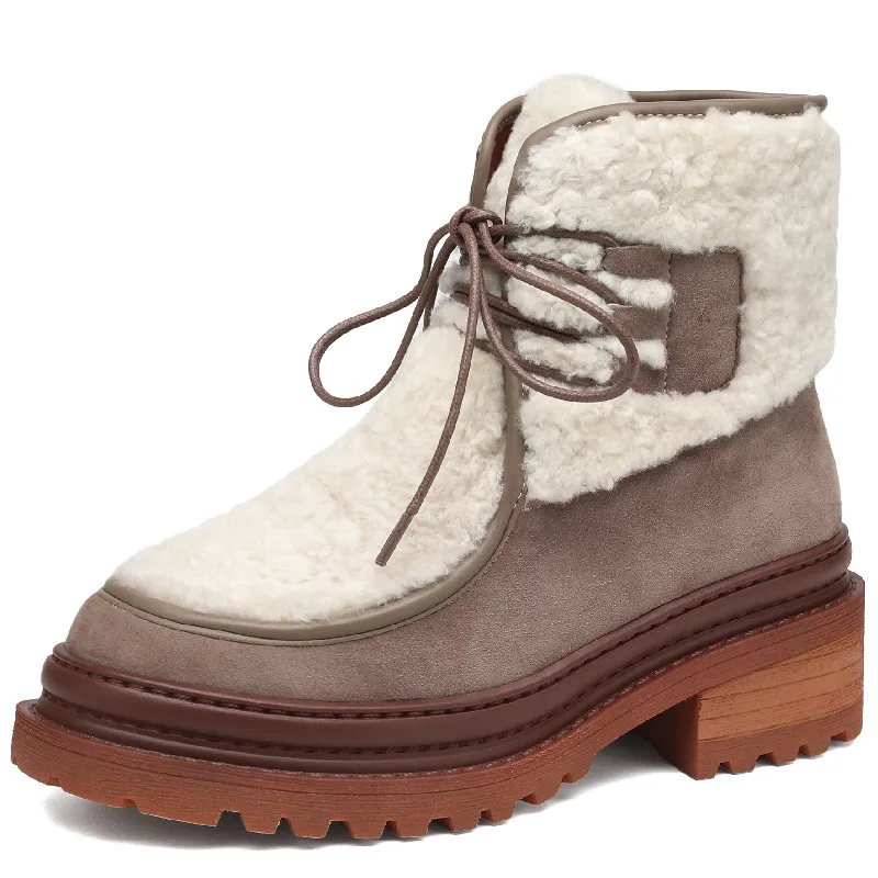 Winter warm snow boots with fur and thick heels