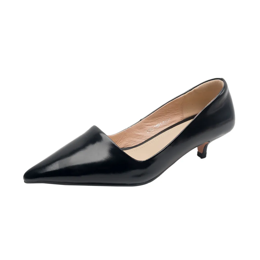 Pointed toe thin heel leather pumps for office and parties