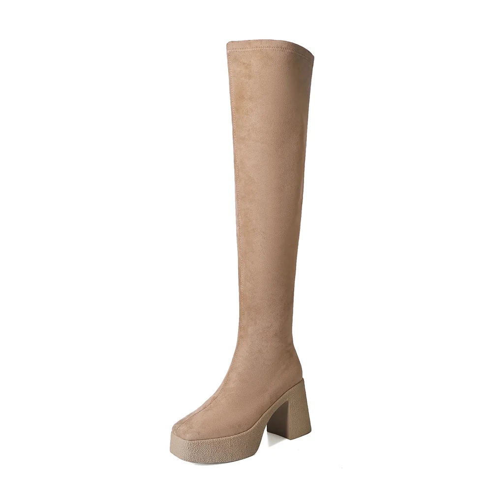 Knee high platform boots with high heels for winter and autumn