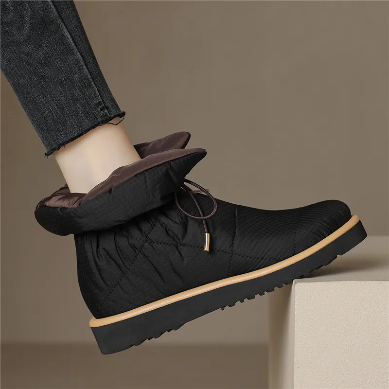 Wool insole winter snow boots with lace up design
